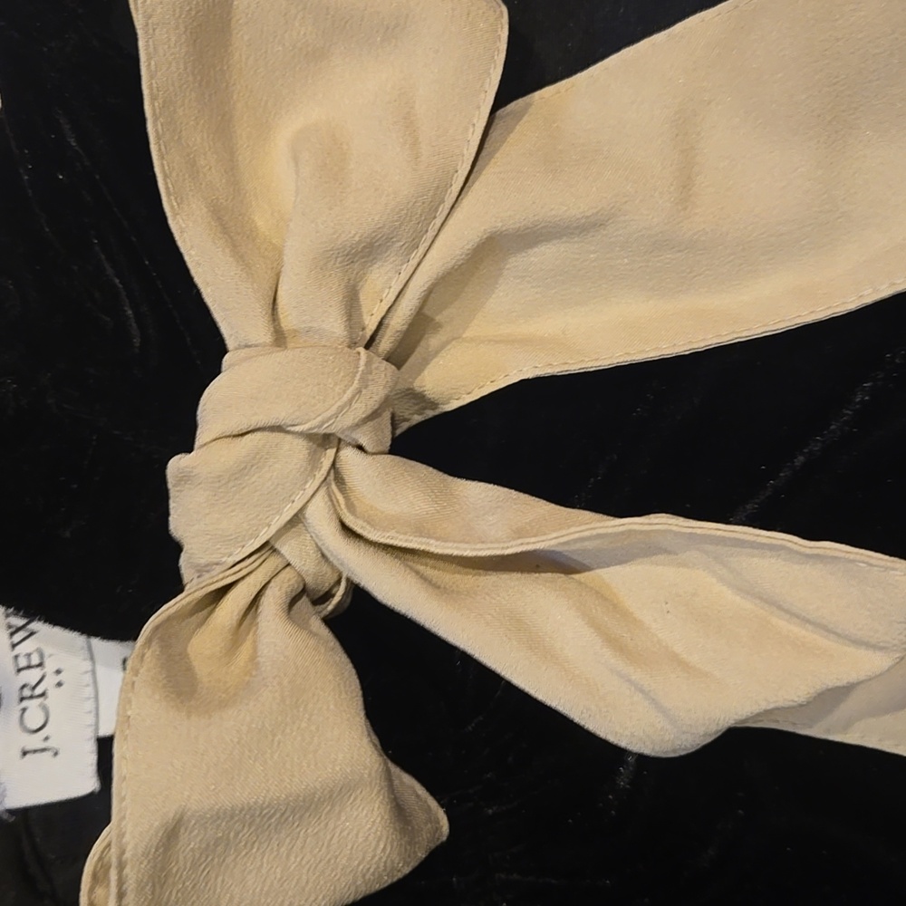J. Crew Black Ruffle Mock Neck Velvety Tank Blouse With Accent Bow - Picture 4 of 9